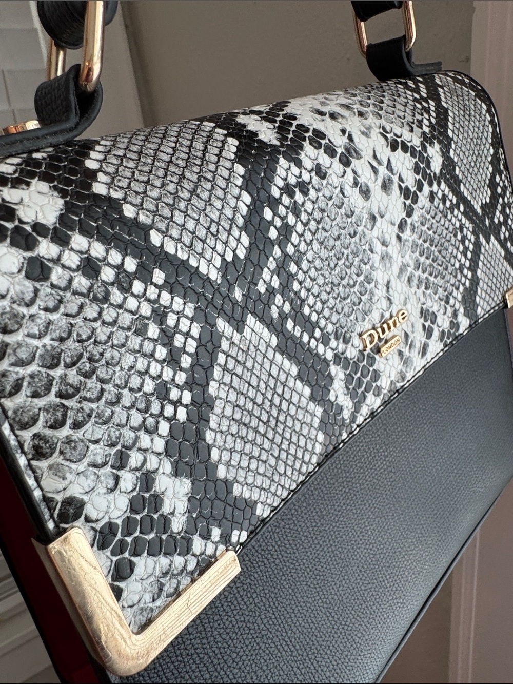 Dune London Snakeskin Embossed Top Handle Satchel - Picture 13 of 14